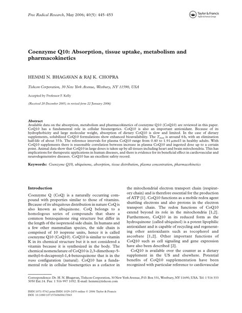 q10.0.0.1|(PDF) Coenzyme Q10: Absorption, tissue uptake, metabolism and .